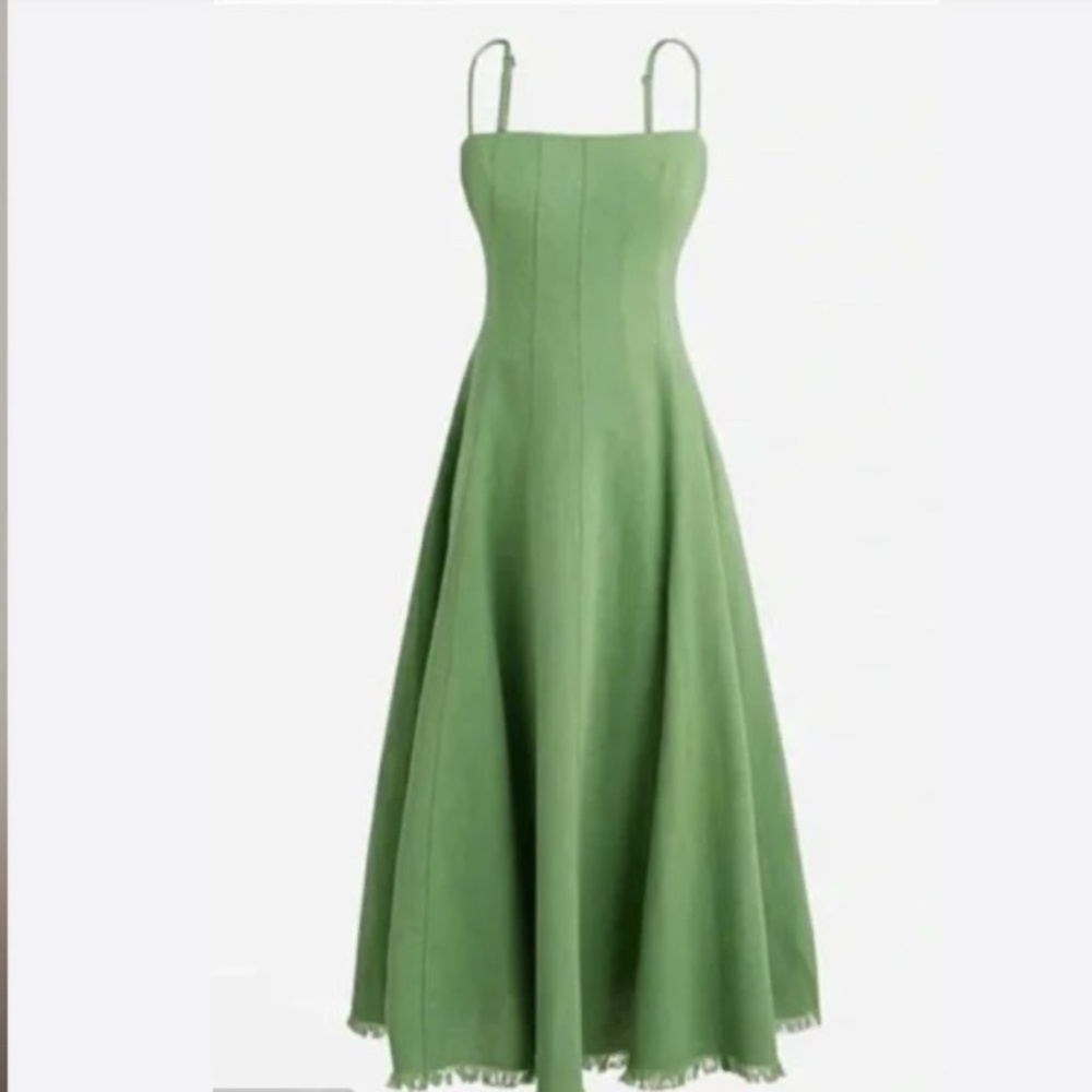 J. Crew Seamed flare midi dress in linen blend